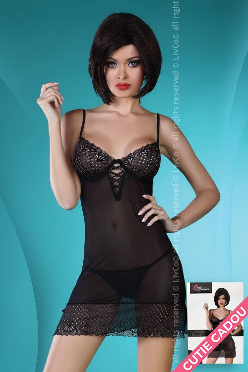 Set desu si chilot din plasa semitransparenta - Livia Corsetti LIV351-1