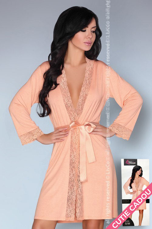 Halat elegant cu cordon si dantela Livia Corsetti LIV382-813