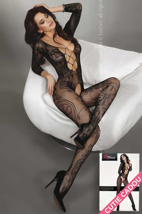 Bodystocking din plasa supraelastica cu diferite modele - Livia Corsetti LIV416-1