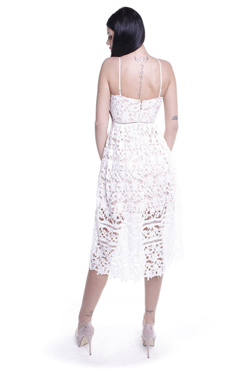 Rochie trei sferturi din broderie cu decolteu in V D546-2