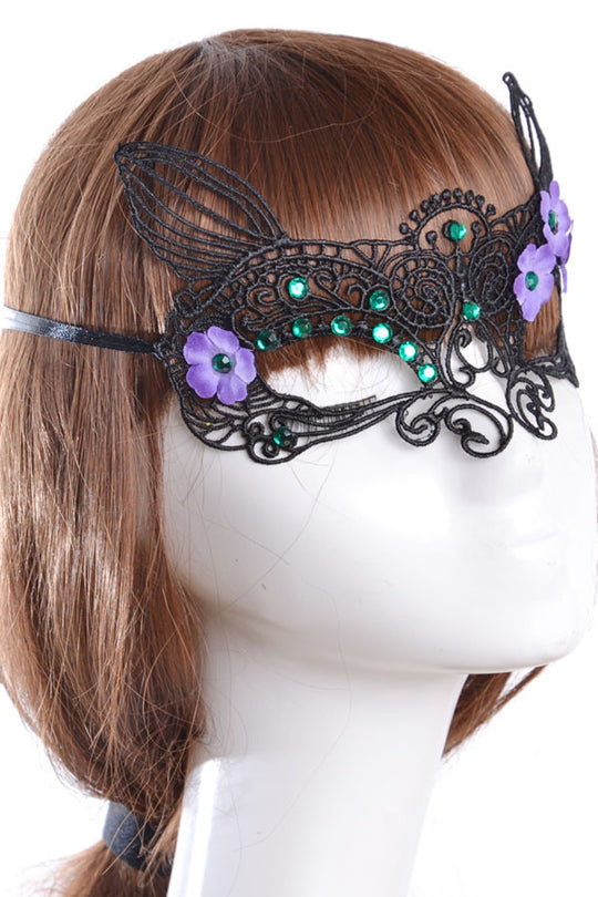 MSK50-1 Masca din broderie  accesorizata cu pietricele si flori - Butterfly Fairy