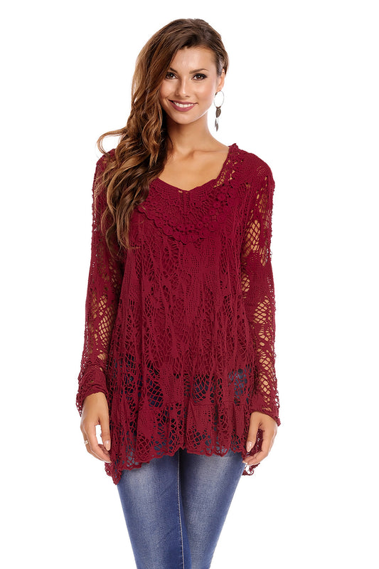 Bluza eleganta tricotata cu decolteu rotund N570-3