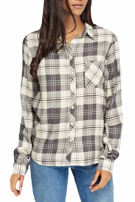 P627-18 Camasa casual  cu imprimeu in carouri si maneci lungi