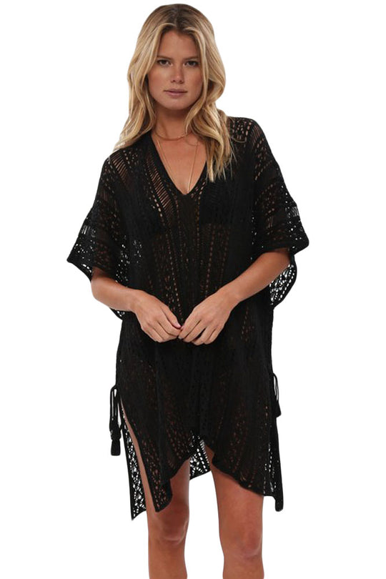 Tunica scurta de plaja din material crosetat semitransparent RV431-1