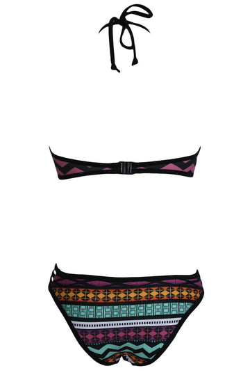 Costum de baie in doua piese, model colorat, accesorizat cu benzi subtiri SW1109-481