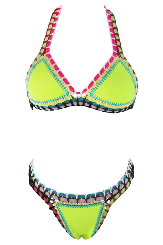 Costum de baie multicolor cu neopren si model crosetat SW860-92