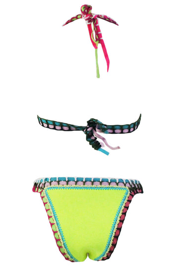 Costum de baie multicolor cu neopren si model crosetat SW860-92