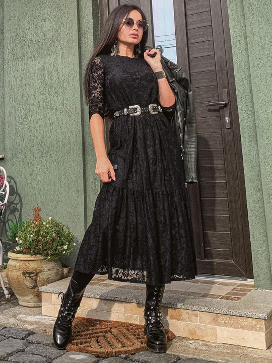 Rochie lunga cu maneci trei sferturi U624-1