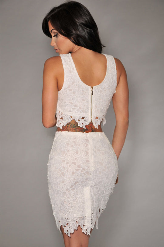 Compleu dama cu top si fusta din dantela V273-2