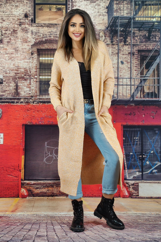 Cardigan lung cu buzunare laterale X750-9