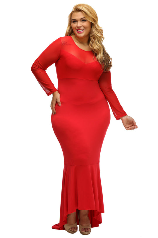 Rochie lunga de ocazie cu plasa semitransparenta Y555P-3