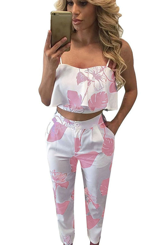 Compleu de vara, ce include top scurt si pantaloni lungi cu imprimeu Z525-25